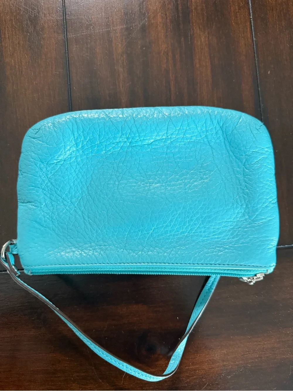 Coach Turquoise Leather Wristlet Clutch